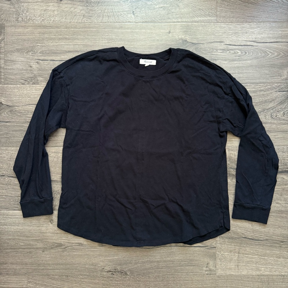 Madewell Solid Faded Black 100% Cotton Long Sleeve Shirt Small Women MD025
